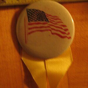 Waving American Flag Pinback Button